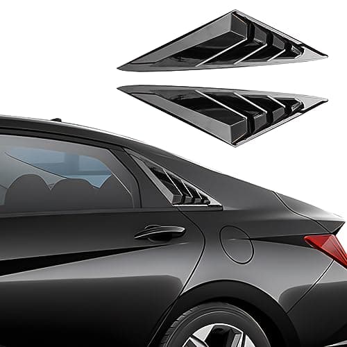 XYHGM for Hyundai Elantra 2021 2022 2023 Exterior Accessories Sporty Car Rear Side Window Louvers Air Vent Scoop Shades Cover Trim Blinds 2PCS(Bright Pitch Black)