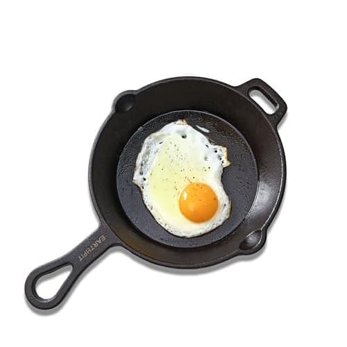 EARTHFIT Pre Seasoned Cast Iron Pan Skillet for Cooking is Perfect Choice for Making Pizza, FishFry & Roasted Veggies. The 9" Frying Pan Skillet with Handle Compatible with Gas Stove Oven, Campfire
