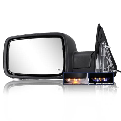 Side Mirror Compatible with Towing Mirror 2009-2018 Dodge Ram 1500 2010-2018 Dodge Ram 2500 3500 4500 5500 with Power Heated Turn Signal temperature sensor Manual Folding Only Left Side