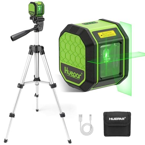 Laser Level with 256in Tripod Fathers Day Dad Gifts Huepar 100Ft Self Leveling Laser Level Rechargeable Green Cross Line Laser Leveler Tool for Picture Hanging Tile Home Renovation Carry Bag