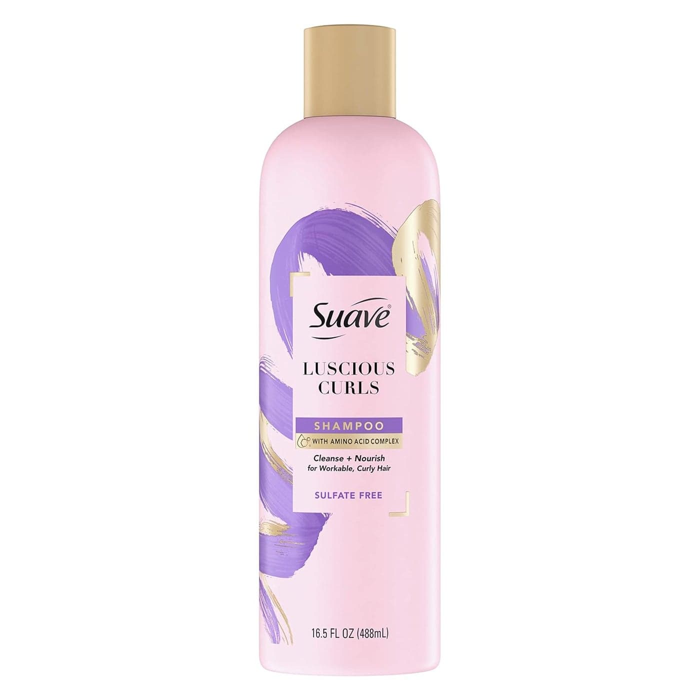 Suave Pink Luscious Curls Shampoo for Defining Curly Hair with Amino Acid Complex 165 oz