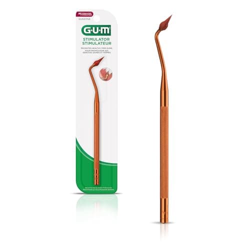 GUM Stimulator Permanent Handle - 1 Rubber Tip Included - Long Handled Massager for Gums - Remove Plaque & Promote Gum Health, 1 Count