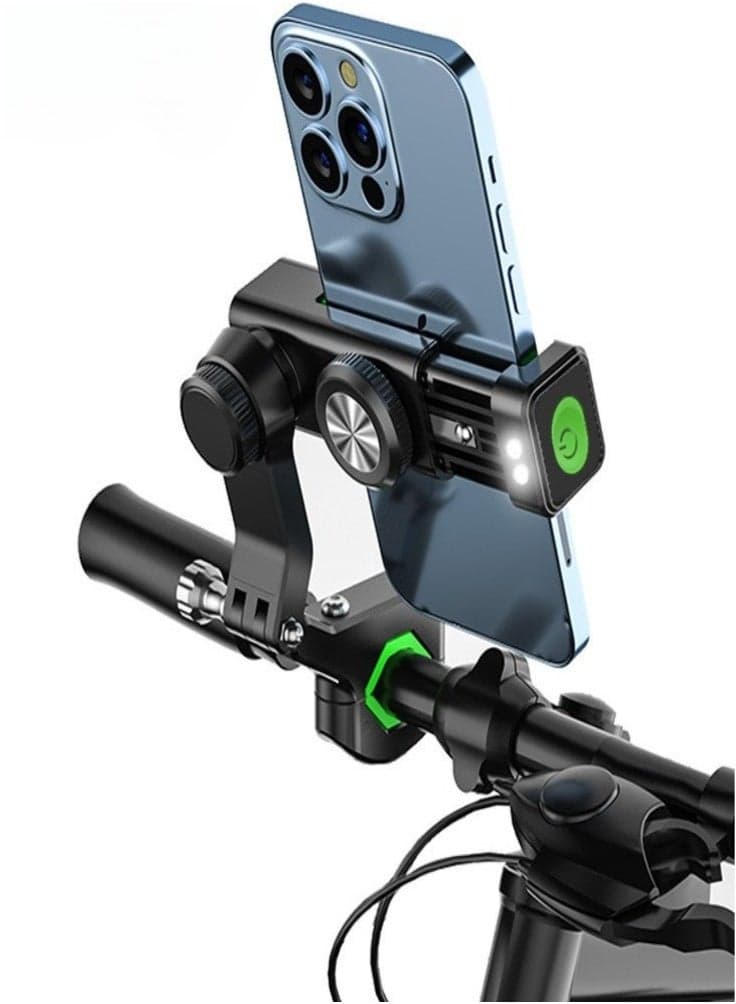 Bike Phone Holder Adjustable Anti-Shake & Stabilize 360° Rotation Motorcycle Phone Holder Bike Phone Holder with Light Flashlight Anti-Off Phone Holder