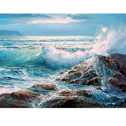 JFYHAB Sea Diamond Painting Kits for AdultsDiamond Art Kits for Adults5D Diamond Painting Sea DIY Full Drill Diamond Painting Beach Ocean Gem Art and Crafts 12x16 inch
