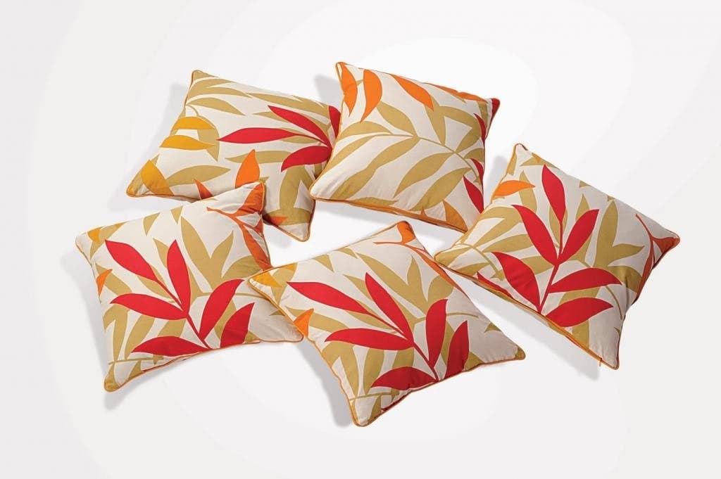 Swayam Set of 5 Leaf Print Cotton Multicolour Cushion Cover | 12 x 12 Inch | Soft Breathable Fabric with Hidden Zipper | Decorative & Stylish Cushion Covers for Sofa, Living Room, Bedroom & Couch