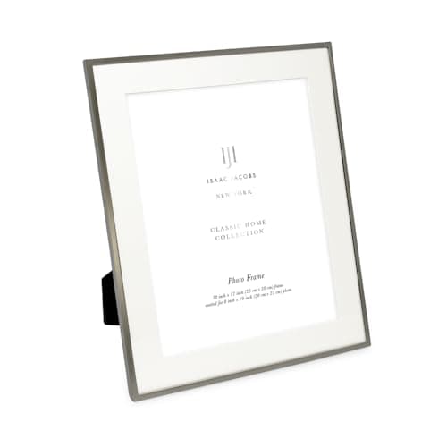 Isaac Jacobs 10x12 (Matted 8x10) Pewter Metal Picture Frame, Classic Metal Photo Frame Made For Tabletop & Hanging Display, Home and Office Decor, Photo Gallery, Wall Art (10x12 (Matted 8x10), Pewter)