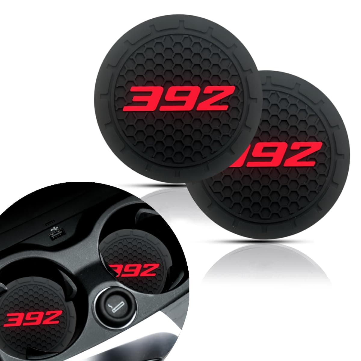 2Pcs Car Cup Holder Coaster for Dodge Challenger Durango SRT 392 Accessories Auto Anti Slip Cup Holder Insert Coaster Car Interior Accessories 392