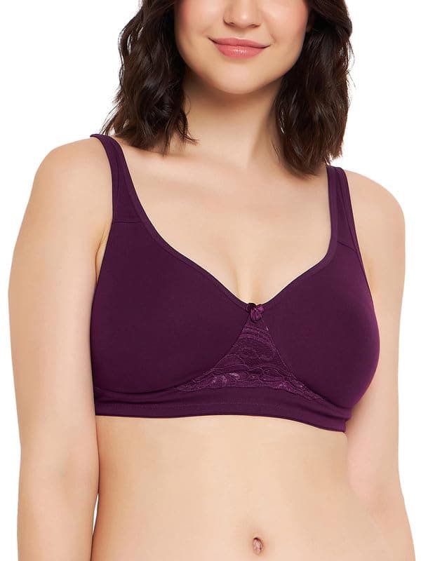 Clovia Women's Cotton Non-Padded Non-Wired Full Figure T-Shirt Bra (BR1214P15_Purple_32B)