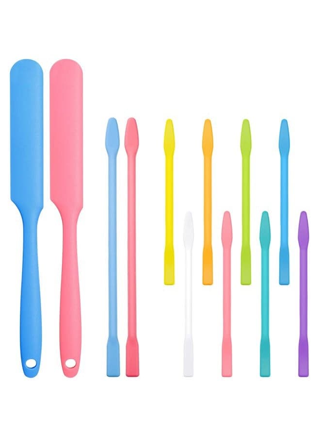 12 Pieces Non-stick Wax Spatulas Silicone Spatula Applicator Reusable Hair Removal Sticks Different Sizes Wax Scrapers Hard Sticks for Home Salon Body Use