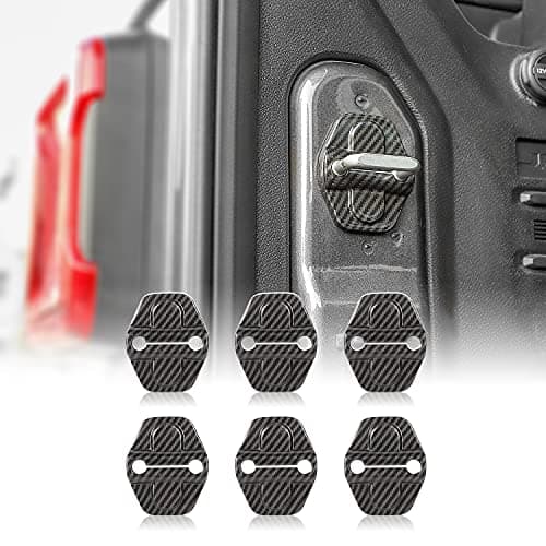Voodonala for JL Door Lock Cover Buckle Decor Trim for 20182021 Jeep Wrangler JL JLU for Jeep Gladiator JT 2020 2021 ABS Exterior Accessories 6PACKCarbon Fiber Black
