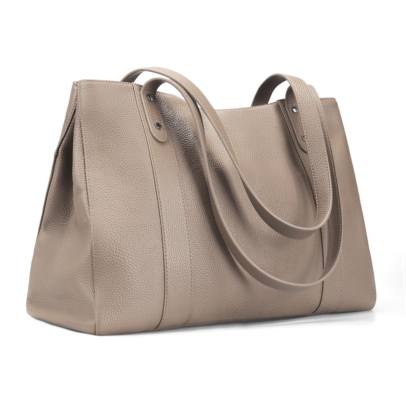 befen Genuine Leather Work Tote Bag for Women Womens Real Leather Totes Purse Handbags Shoulder Bags Cognac Brown with 156 Inch Compartment Taupe