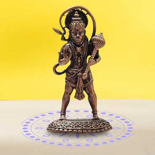 Copper Idols India - By Bhimonee Decor – 2.75-Inch Handmade Copper Hanuman Idol with Patina Antique Finish