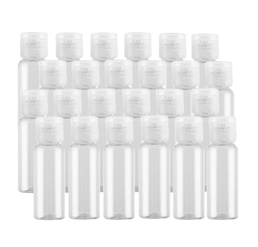 0.5oz Mini Clear Plastic Empty Bottle with Flip Cap Small Travel Bottles Storage Containers Jars for Cosmetic Sample Lotion Shower Gel Emulsion Toiletries - BPA-free - Set of 24