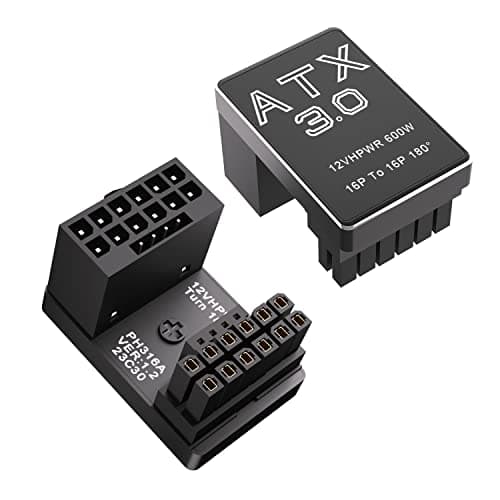 12VHPWR 180 Degree Angled Adapter: Aluminum ATX 3.0 16 Pin GPU Power Connector 600W Pcie5.0 Power Adapter for 12+4pin RTX 3090Ti 4070Ti 4080 4090 Graphic Card GPU (Type A)