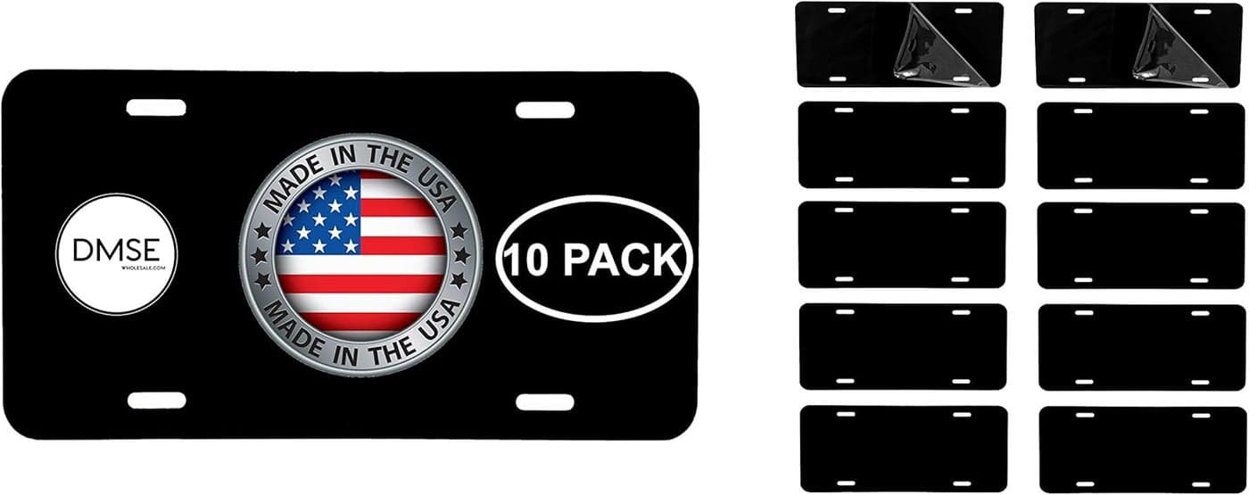 DMSE Wholesale Blank Metal Aluminum License Plate Tag - 10 Pack, Made in USA
