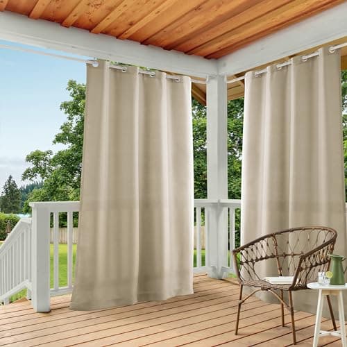 TOWN COUNTRY BASICS Cabana Solid Heavyweight Indoor Outdoor Curtains Light Filtering Opacity with Grommet Top Water Repellent 2Pack Set 54x120 Taupe