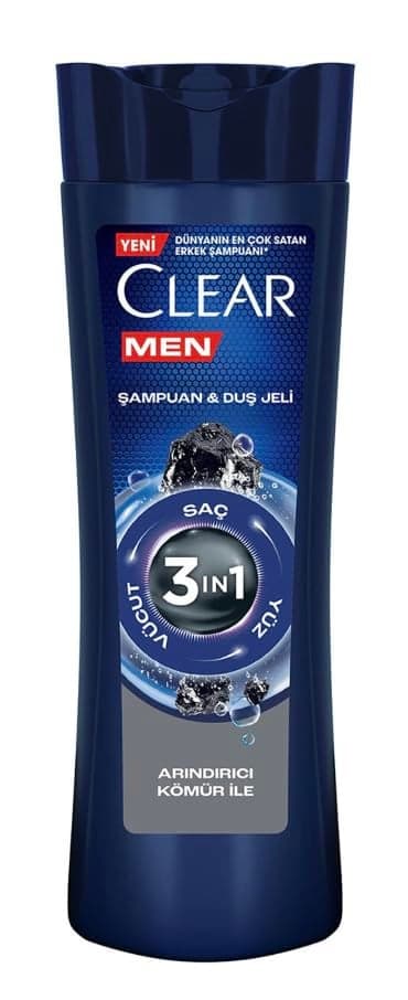 Clear Men 3 in 1 Shampoo Shower Gel Purifying Charcoal 350 ML118 Fl Oz