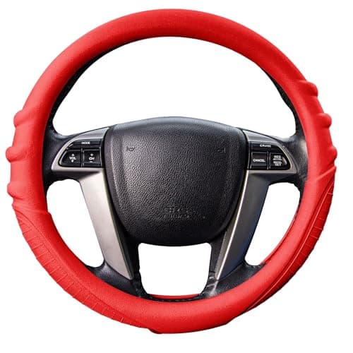 FH Group Universal Fit Silicone with Grip and Pattern Massaging Grip Steering Wheel Cover fits most Cars, SUVs, Trucks, and Vans Yellow