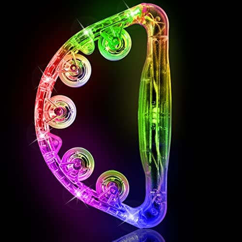 Aywewii LED Tambourine Light Up Sensory Toys for Kids with Autism Special Needs Musical Instrument for Toddlers Adults Birthday Gifts for Boys Girls Glow in the Dark Party Favor
