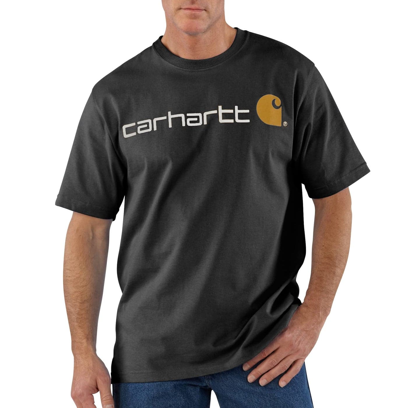 Carhartt Men's Loose Fit Heavyweight Short-Sleeve Logo Graphic T-Shirt,BlackX-Large