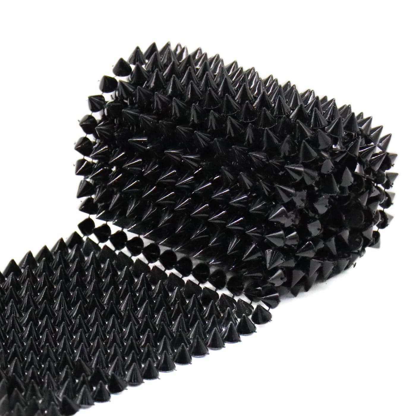 Jerler Sew Stitch on Spikes for Arts and Crafts Decoration Mesh Rivets Studs Beads Cone Spoke Trim Punk Rock with Flat Back for Jacket Clothing Shoes and Performance 1 Yard Black