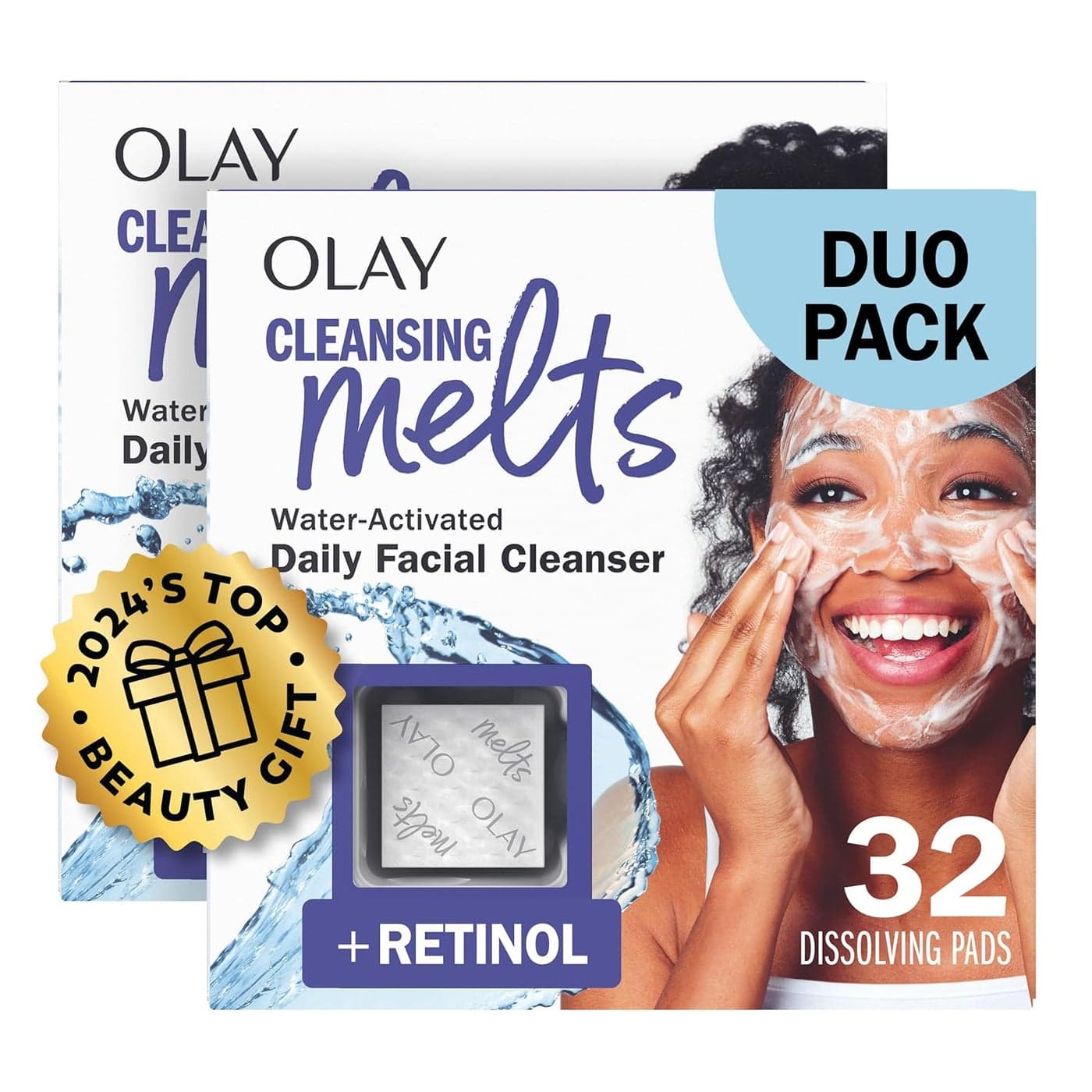 Olay Cleansing Melts Retinol Face Cleanser 64 ct total 2 x 32 ct WaterActivated Face Wash to Clean Tone and Refresh