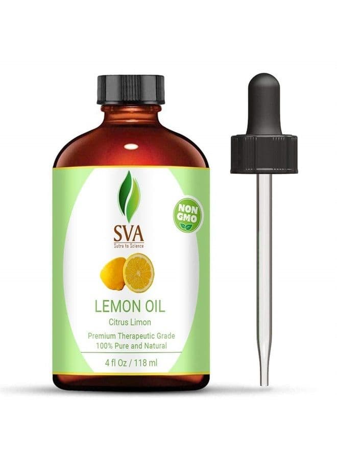 SVA 100% Pure Cold Pressed Lemon Essential Oil 4 OZ (118 ML) Virgin/Unrefined For Hair care, Skin care, Aromatherapy
