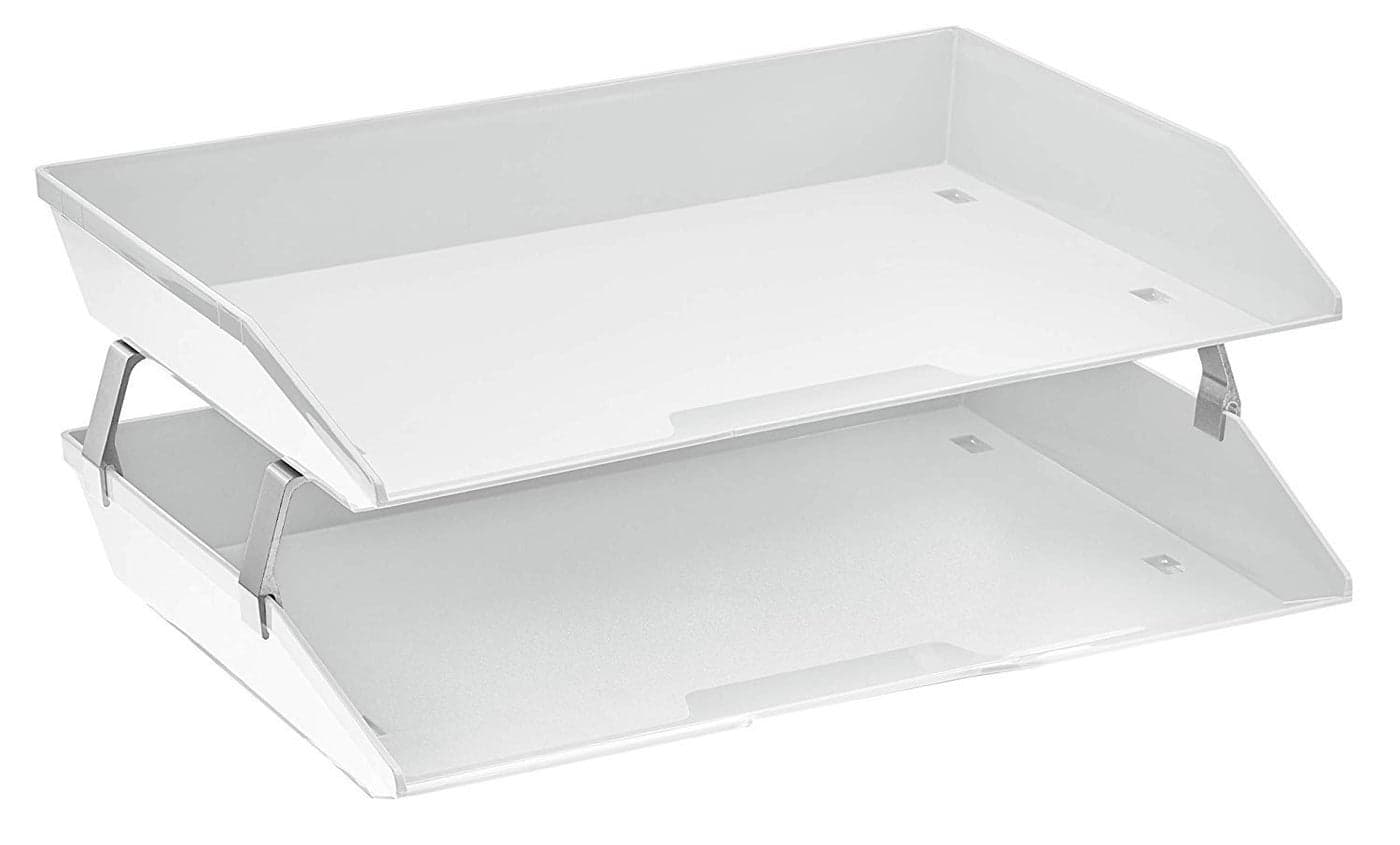 Acrimet Facility 2 Tier Letter Tray Side Load Letter SizeA4 Desktop File Organizer Plastic White Color