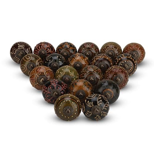 FURNISHFUL FINESSE Dresser Knobs for Cabinets and Drawers Assorted, Dusty Ceramic Knob & Pull Handle for Kitchen Brown Cupboard Wardrobe Decorative Furniture Knobs - Pack of 6 (Dark Brown)