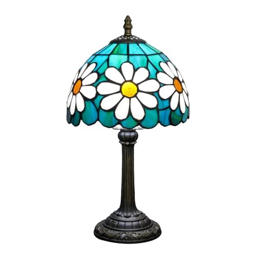 KIPHEPI Tiffany Lamp Stained Glass Table Lamp 8X8X14 Inches Chrysanthemum Style Living Room Bedroom Dorm Kitchen Home Decor Festival Birthday Gift