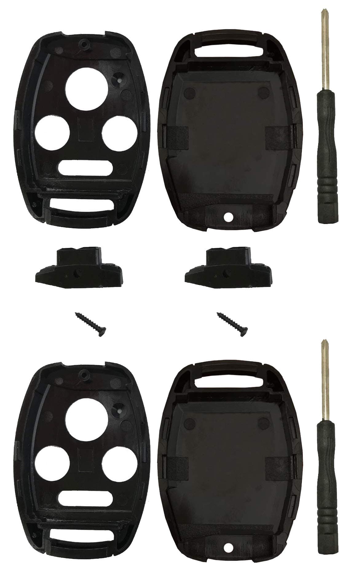 2 Pack Key Fob Shell Case Fit for Honda Accord Civic EX Pilot Keyless Entry Remote Key Housing Replacement with Free Screwdriver Casing Only Black 2 Pack