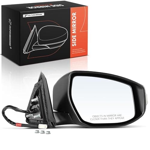 A-Premium Passenger Side Power Door Mirror - Compatible with Nissan Altima 2013 2014 2015 2016 2017 2018 Sedan - Heated & Manual Folding & Black - Outside Rear View Mirror - with Turn Signal Light