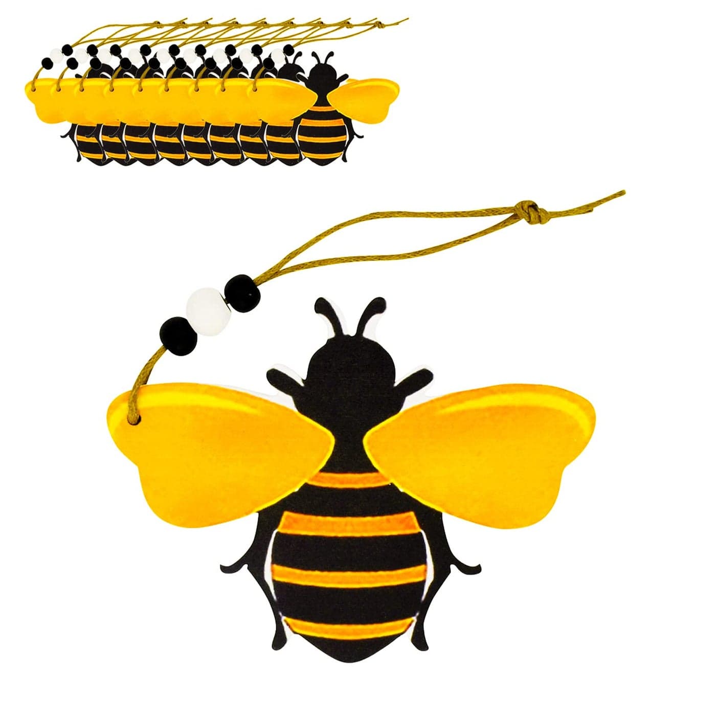 10 PCS Bee Ornaments Wooden Bumble Bees Cutouts Decorations for Tree Tree Tray Wreath Christmas Festival Bee Sign Art Crafts Home Hanging Decor Bulk