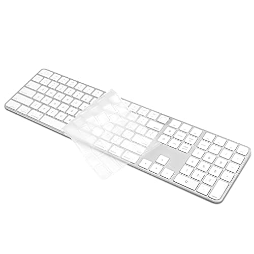 ProElife Keyboard Cover Skin for 2023-2021 Magic Keyboard with Touch ID and Numeric Keypad Model-A2520 U.S Enter Protector 0.12-mm TPU Protector (3 Keys ON The Left of The Space BAR) (Clear)