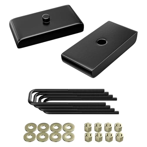 PROEZE 1" Leveling Lift Block Kit for 1999-2023 Silverado Sierra 1500 2WD 4WD, 1 inch Rear Black Leveling Lift Block Kit Extended Square U-Bolts