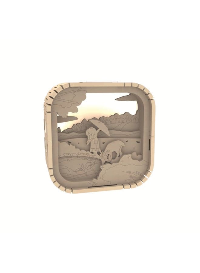 Cartoon Hot Diy Colored Night Light Creative Graffiti Wooden Three-dimensional Puzzle Assembled Toys-Color:L0106P-7 Riverside Girl