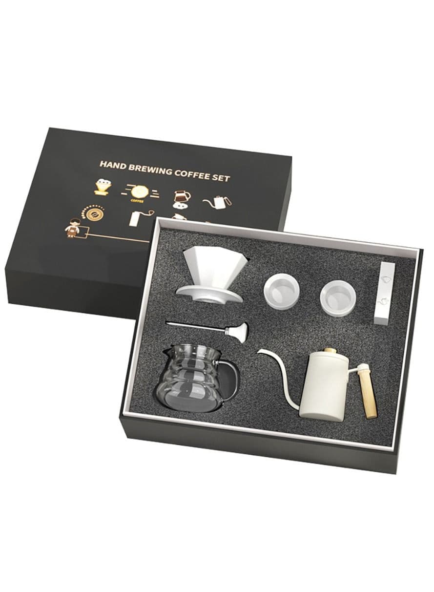 Coffee Server, Portable Pour Over Drip Maker Set(White) White