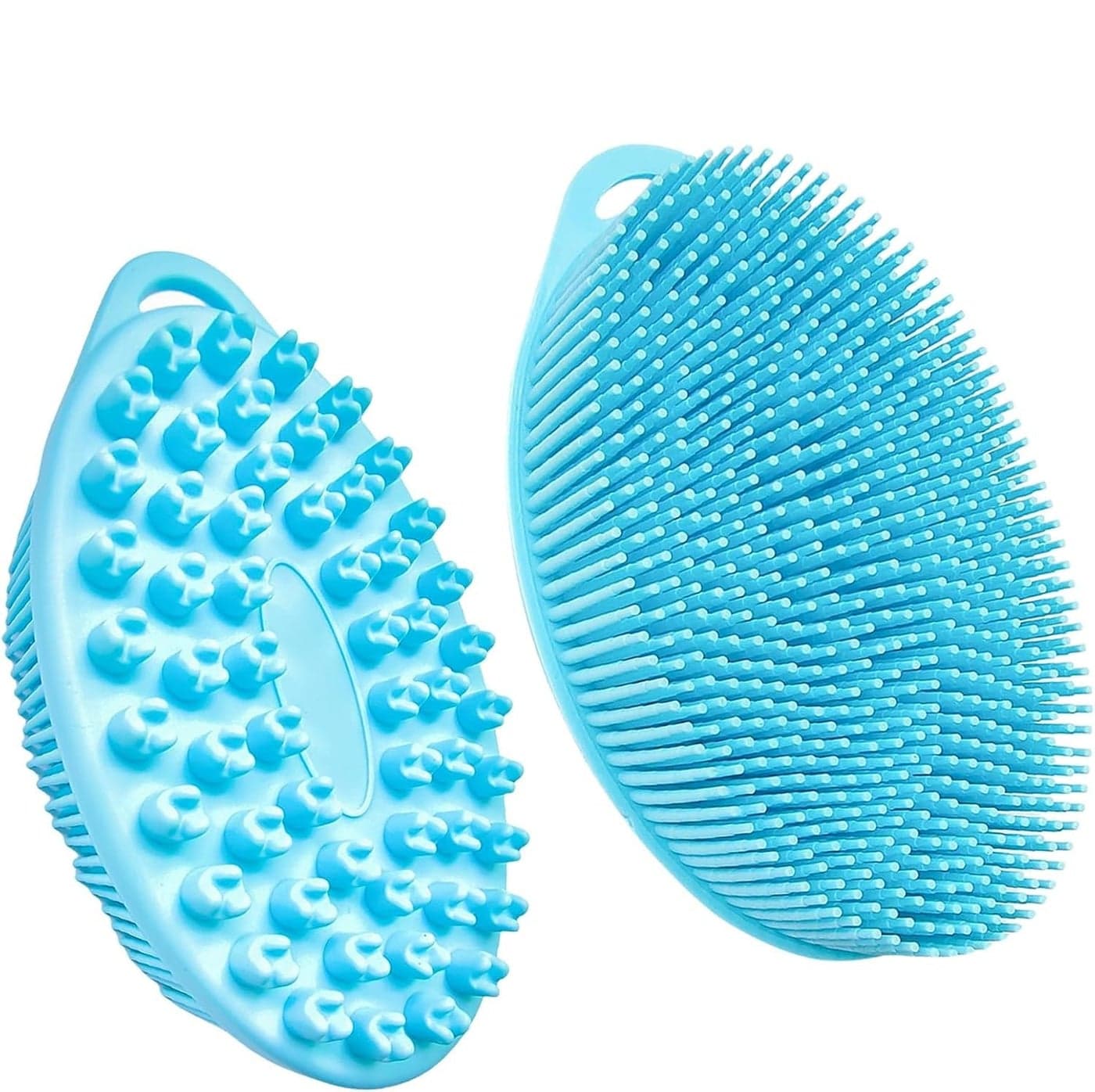 INOVERA (LABEL) Silicone Bathing Scrubber - Exfoliating Cleaning Bath Brush – Soft Body Wash Shower Brushes (Light Blue)