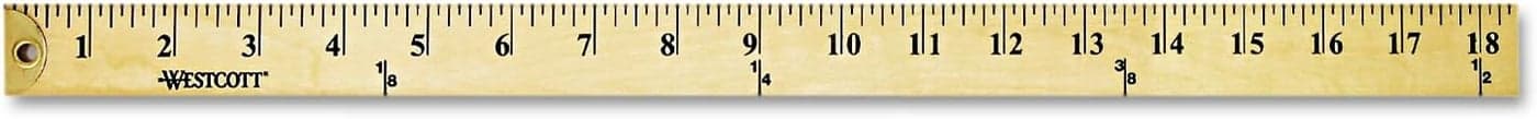 Westcott 10425 Wooden Yardstick with Brass Ends and Hang Holes Clear Lacquer Finish