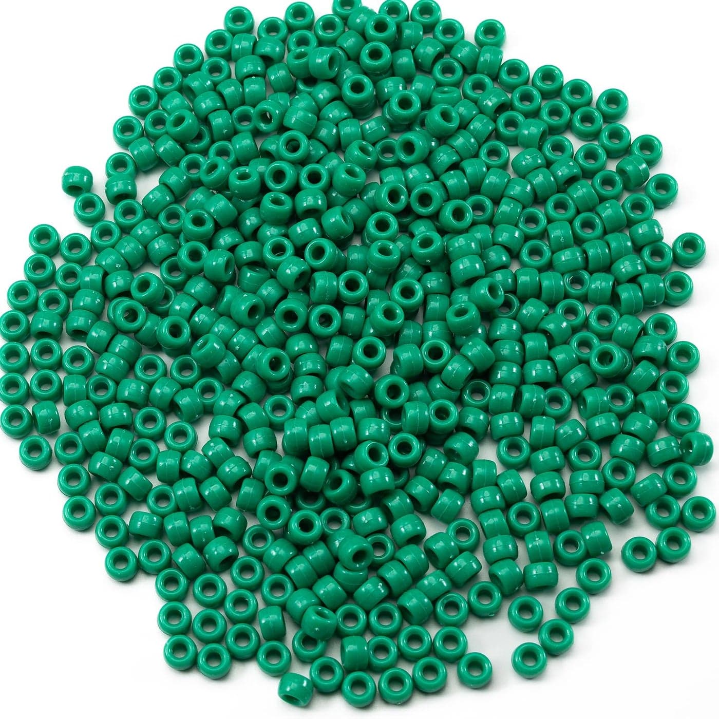 Gxueshan 1000 Pcs Acrylic Green Pony Beads 6x9mm Green Kandi Beads Bulk for Friendship Bracelet Necklace Jewelry Making Earring Hair Braiding