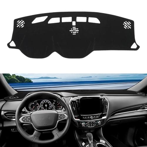 KUST Car Dash Cover for Chevy Chevrolet Traverse 2018-2023(L, LS, LT,Premier, High Country) Polyester Non-Slip Center Console Dash Cover Interior Accessories for Traverse Custom Fit Dash Mat Black