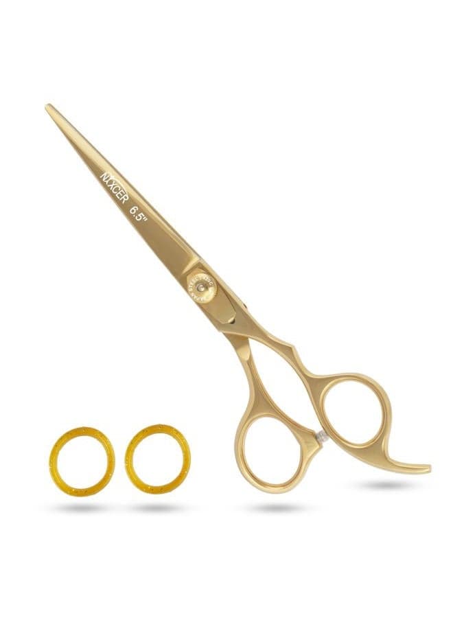 Hair Cutting Scissors -Sharp Razor Edge Blade Hair Shears Series - 6.5" With Fine Adjustment – Stainless Steel Hair Scissors Professional For Men, Women & Babies (Gold)