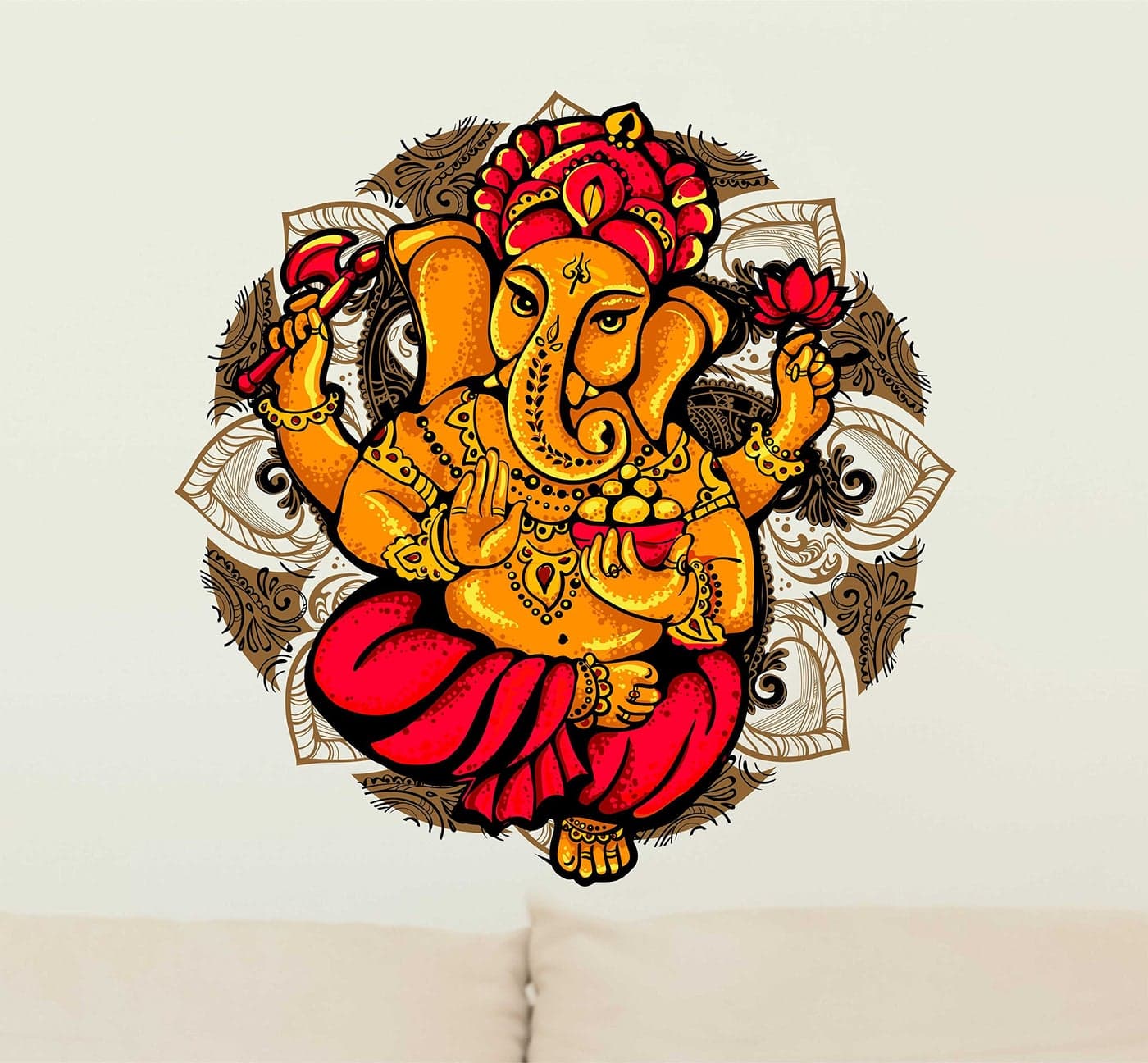 Decals Design 'Lord Ganesha Motif Colourful' Wall Sticker (PVC Vinyl, 60 cm x 60 cm),Multicolour
