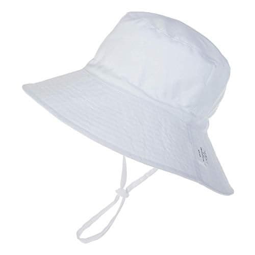 Zando Baby Girls Boys Sun Hat Infant Toddler Wide Brim UPF 50+ Sun Protection Kids Outdoor Pool Beach Cap White 18.1"-19.7" / 12-24 Months