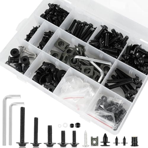Motorcycle Fairing Bolt Kits Stainless Steel M5 M6 Windscreen Screws Fastener Clips Universal Fit for Sportbike Kawasaki Suzuki Honda Yamaha BMW Ducati GSXR Black (195Pcs)
