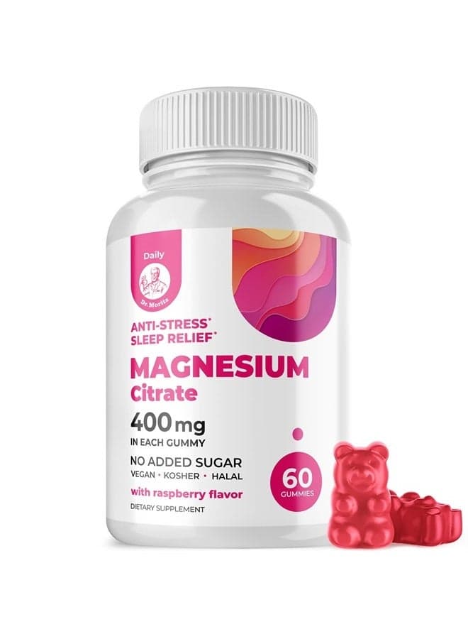 Magnesium Gummies Sugar-Free - Calm Magnesium Gummies Supplement for Children, Sugar-Free Magnesium Calm Chews for Kids & Adults (60 Count)