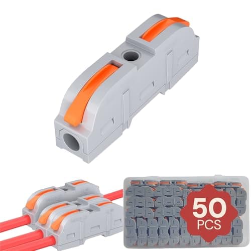 Xfopz 50PCS Wire Connectors Kit, 1 to 1 Inline Electrical Lever Wire Connectors Nuts Push-in Quick Conductor Combination Compact Splicing Connectors 28-12 AWG (1in 1out, 50)