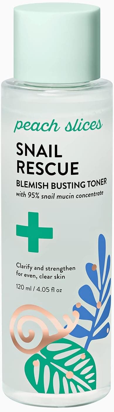 Peach Slices Snail Rescue Blemish Busting Toner 95 Snail Mucin Pore Cleaner Hydrates Balances Korean Skin Care CICA Hyaluronic Acid NonComedogenic CrueltyFree 405 oz