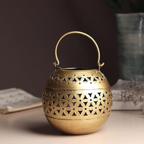 Habere India-All The Cultures Fabricating India Candle Holder for Home Decor | Diwali Decoration for Home | Tealight Holder | Metal Candle Stand (Medium: 13x13x13 cm)
