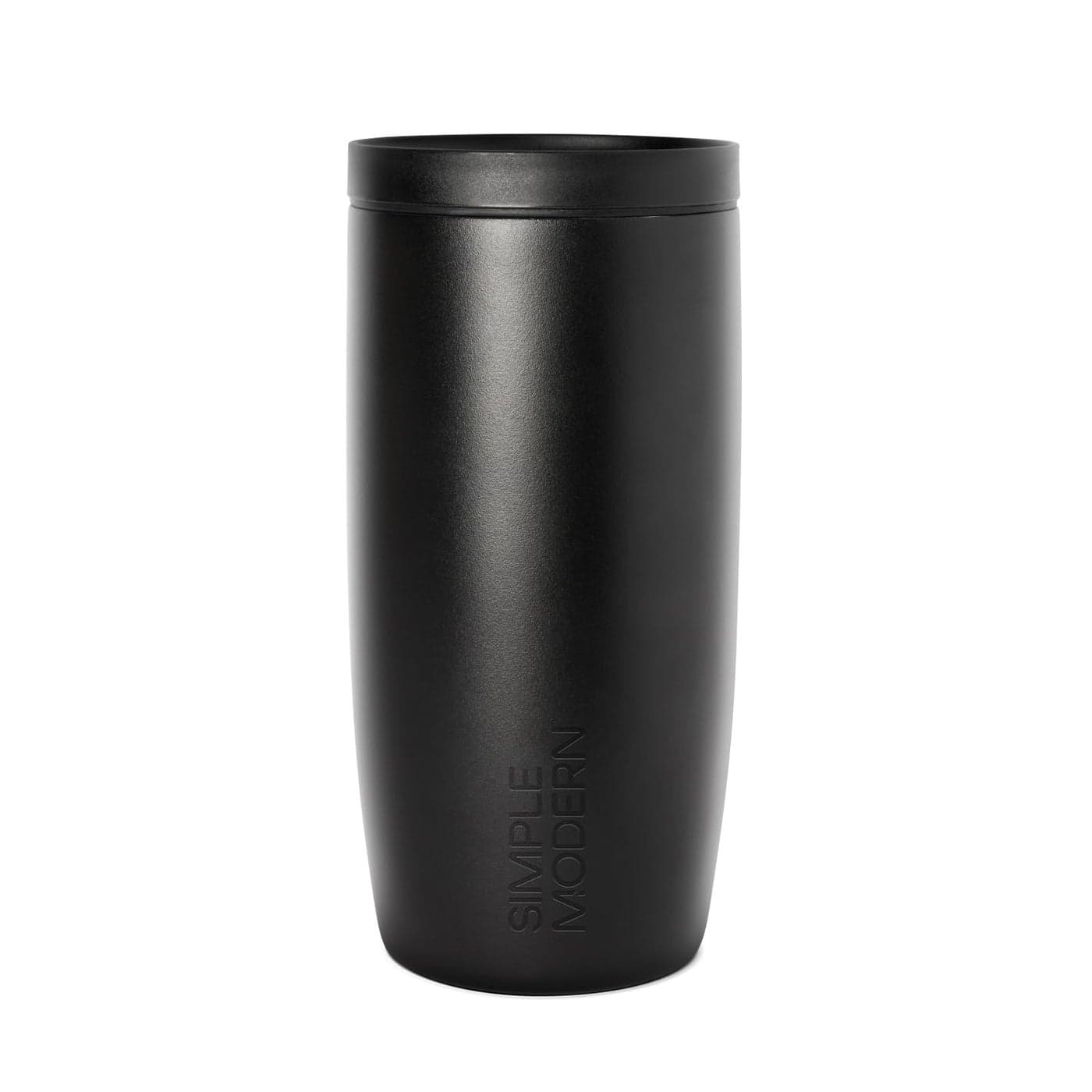 Simple Modern Travel Coffee Mug Tumbler with 360 Lid CeramicLined Insulated Stainless Steel Cold Brew Iced Coffee Cup Gifts for Women Men Her Him Voyager Signature 16oz Midnight Black